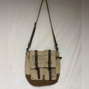 Myra Bag Vintage Cotton Crossbody in Tan and Brown